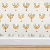 Hanukkah Menorah White: Happy Hanukkah Collection, Menorah, Star of David, Jewish Festival of Lights - L