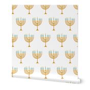 Hanukkah Menorah White: Happy Hanukkah Collection, Menorah, Star of David, Jewish Festival of Lights - L