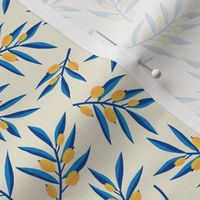 Olive Branch Cream and Blue: Happy Hannukah Collection, Leaves, Olive Tree, Mediterranean, Festival of Lights - M