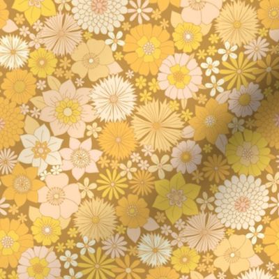 retro vintage floral medium scale yellow gold by Pippa Shaw