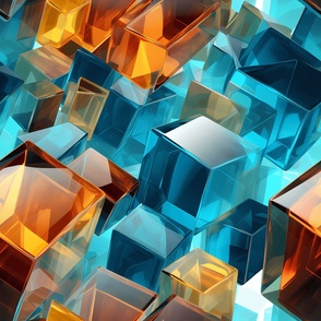 Abstract transparent colored glass block pattern
