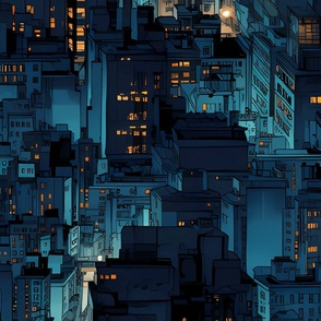 city night view comic style