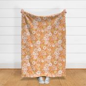 retro vintage floral jumbo wallpaper faded rust by Pippa Shaw