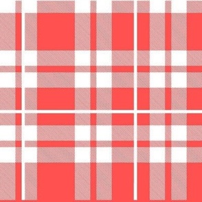 Large Scale Plaid Checker in White and Coral