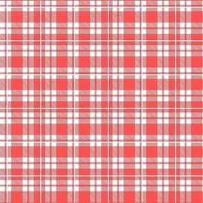 Small Scale Plaid Checker in White and Coral