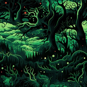 Green spooky magical forrest