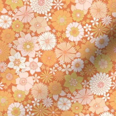 retro vintage floral medium scale faded rust by Pippa Shaw