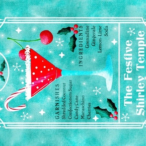 Festive Shirley Temple Mocktail Recipe Tea Towel