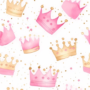 Pink and gold watercolour crowns