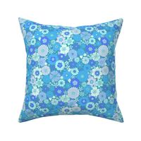 retro vintage floral medium scale turquoise blue by Pippa Shaw