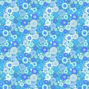 retro vintage floral medium scale turquoise blue by Pippa Shaw