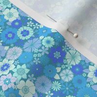retro vintage floral small scale turquoise blue by Pippa Shaw