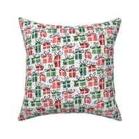 xmas gift micro scale - watercolor red and green gift box - christmas wallpaper and fabric