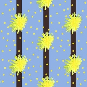 LDND - Speckled Dandelion Stripes - Half Drop Layout - 1 inch dandelions
