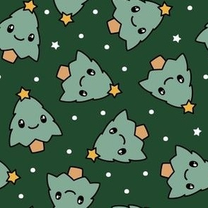 Kawaii Christmas Trees - dark green - LAD23