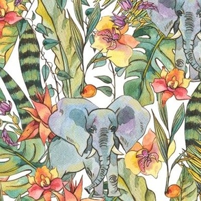 Watercolor floral elephant