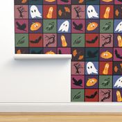 Patchwork Pattern for Halloween / Cheater Quilt on purple and more colors - large scale