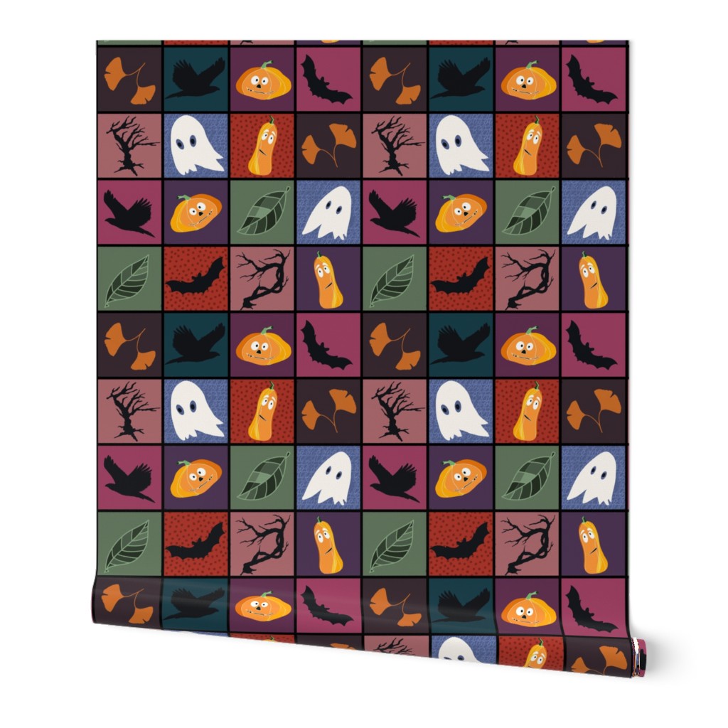 Patchwork Pattern for Halloween / Cheater Quilt on purple and more colors - medium scale