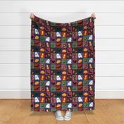 Patchwork Pattern for Halloween / Cheater Quilt on purple and more colors - medium scale