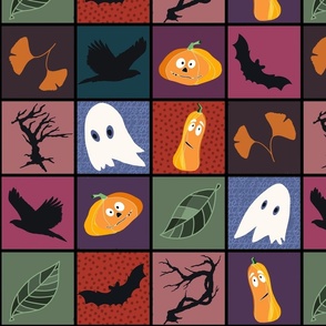 Patchwork Pattern for Halloween / Cheater Quilt on purple and more colors - medium scale