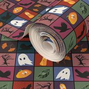 Patchwork Pattern for Halloween / Cheater Quilt on purple and more colors - small scale