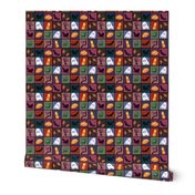 Patchwork Pattern for Halloween / Cheater Quilt on purple and more colors - small scale