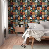 Colorful Patchwork Pattern for Halloween / Cheater Quilt - large scale