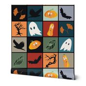 Colorful Patchwork Pattern for Halloween / Cheater Quilt - large scale