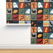 Colorful Patchwork Pattern for Halloween / Cheater Quilt - large scale