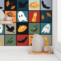 Colorful Patchwork Pattern for Halloween / Cheater Quilt - large scale