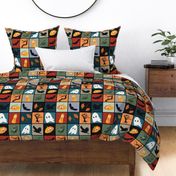 Colorful Patchwork Pattern for Halloween / Cheater Quilt - medium scale