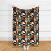 Colorful Patchwork Pattern for Halloween / Cheater Quilt - medium scale