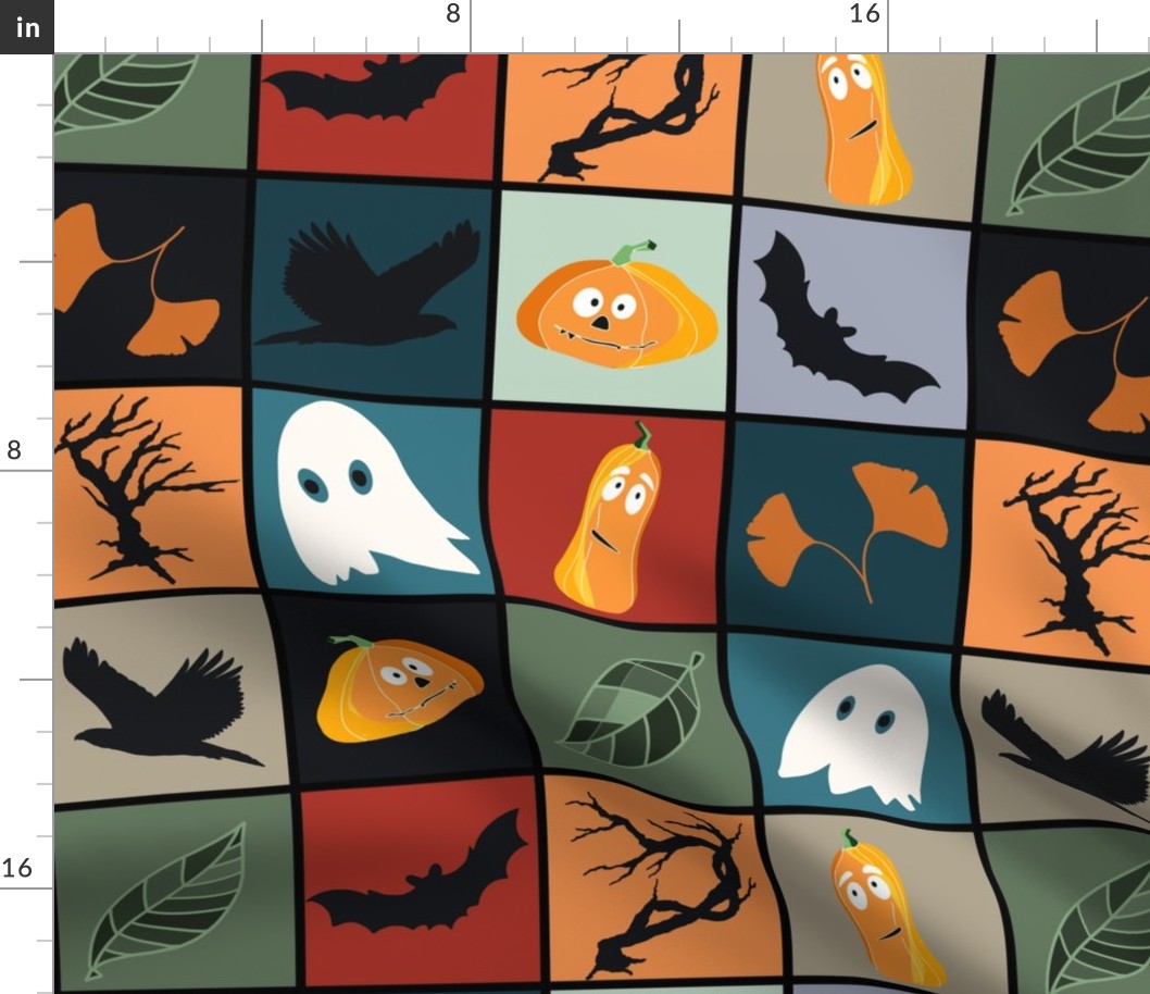 Colorful Patchwork Pattern for Halloween / Cheater Quilt - medium scale