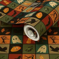 Colorful Patchwork Pattern for Halloween / Cheater Quilt - small scale