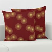 Floating Bursts // Gold on Deep Red // Large