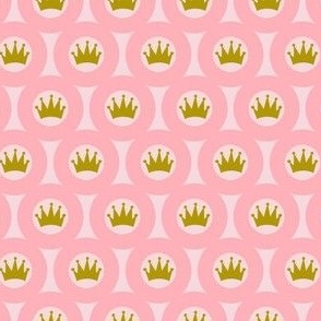 pink circles with gold crown