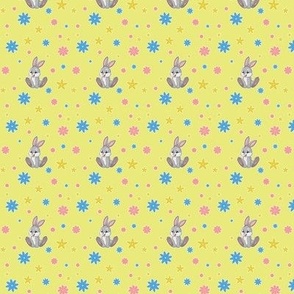 Rabbit with stars on yellow background