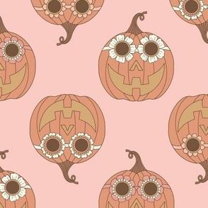 halloween Jack-o-lantern pumpkins with Sunglasses-pink