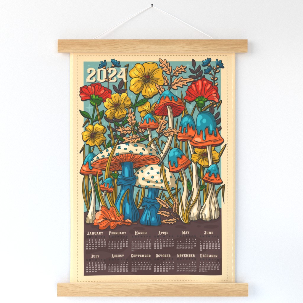 2024 Calendar / Mushrooms, Flowers and Grass in the Forest