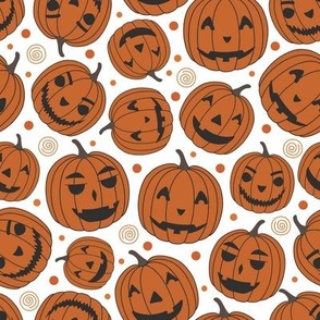 Cute Halloween Polka Dot Pumpkins on White