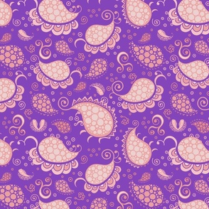 Cute Polka Dots Paisleys and Swirls on Purple