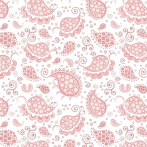 Light Pink and White Paisley Polka Dot Pattern 