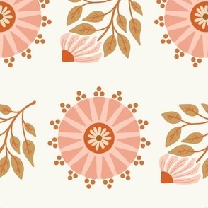 Retro Floral in pink and orange