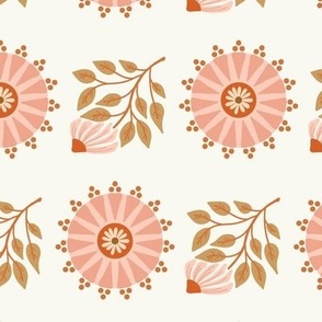 Retro Floral in pink and orange