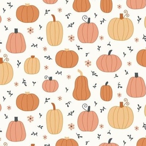 Boho Pumpkins on ivory background - medium size