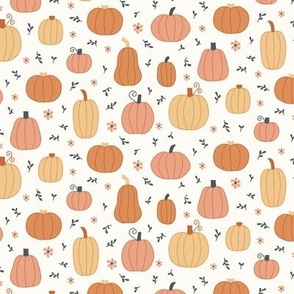 Boho Pumpkins on ivory background - small size