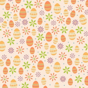 Retro Easter Egg and Polka Dot Ditsy Pattern