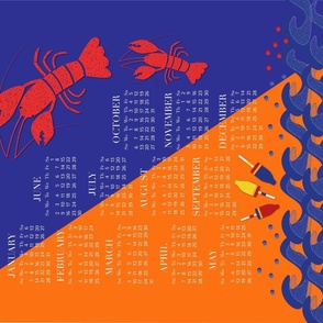 2024 Calendar lobster tea towel / orange / blue