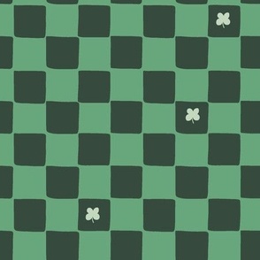 Lucky Clover Checkerboard Grid in Jade and Emerald Green