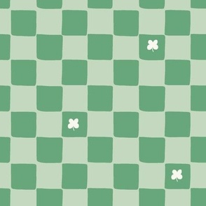 Lucky Clover Checkerboard Grid in Jade and Mint Green